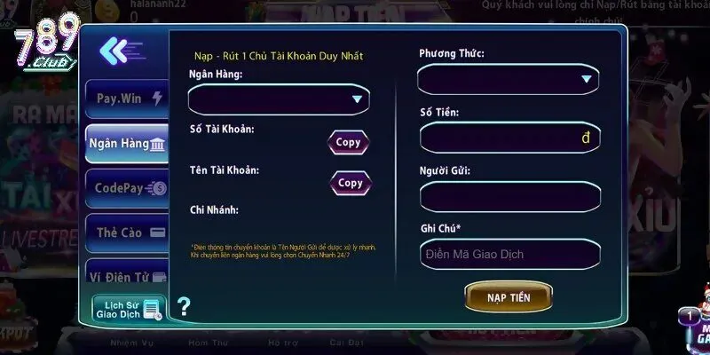 Thực hiện giao dịch thanh toán tại cổng game thuận lợi, dễ dàng